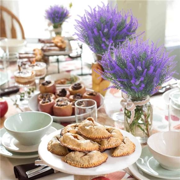 12 Bundles Artificial Lavender Flowers Outdoor UV Resistant Fake Flowers (Blue) - Picture 4 of 7